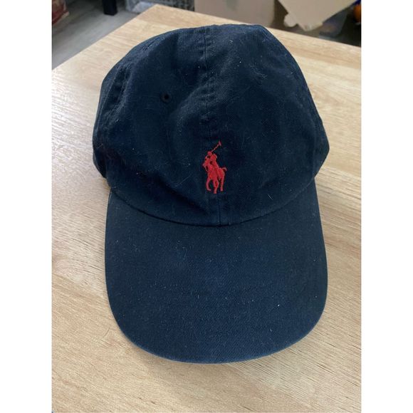 Ralph Lauren Unisex Baseball Cap Dark Navy Blue Hat, Red Polo Design - Picture 1 of 7
